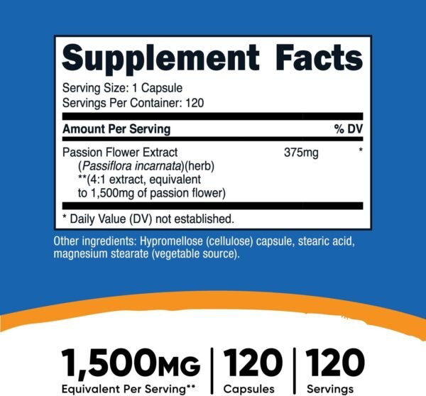 Nutricost Passion Flower Extract (1,500mg Equivalent) 120 Capsules - Gluten Free, Non-GMO, and Vegetarian Friendly