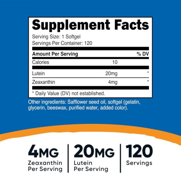 Nutricost Zeaxanthin with Lutein 20mg, 120 Softgels - Potent, Non-GMO, Gluten Free