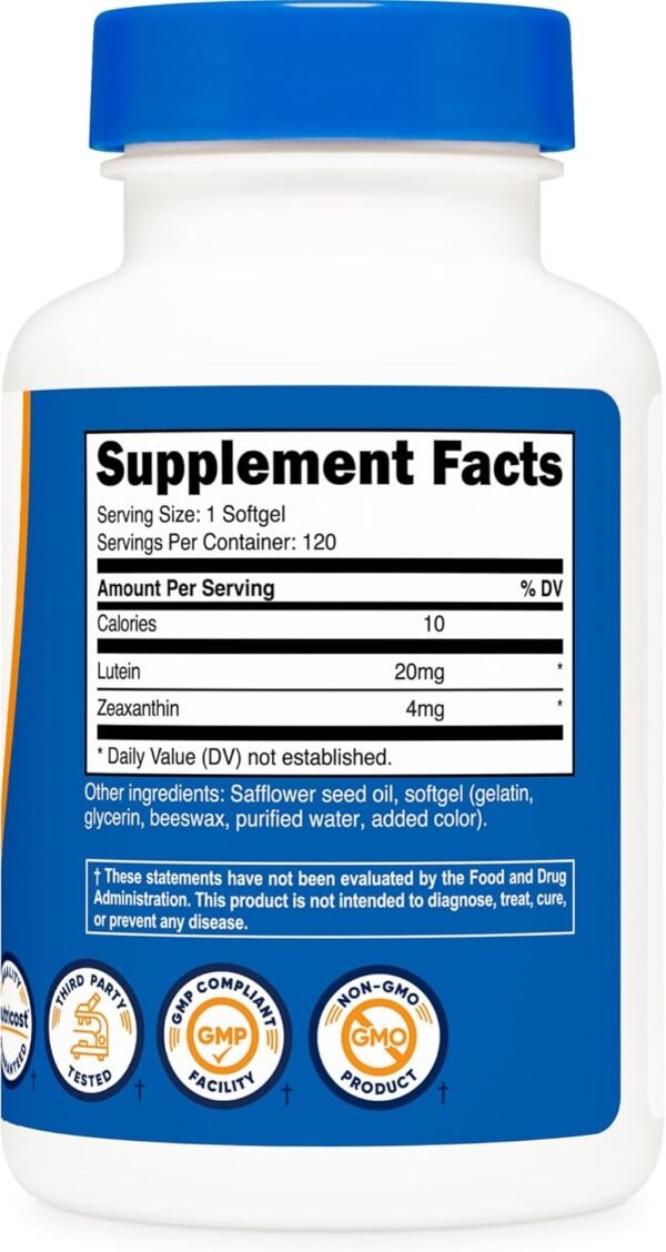 Nutricost Zeaxanthin with Lutein 20mg, 120 Softgels - Potent, Non-GMO, Gluten Free