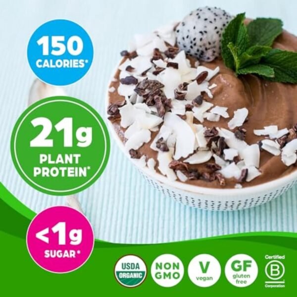 Orgain Organic Vegan Protein Powder, Creamy Chocolate Fudge - 21g Plant Protein, 7g Prebiotic Fiber, Low Net Carb, No Lactose, No Added Sugar, For Shakes & Smoothies, 2.03 lb (Packaging May Vary)