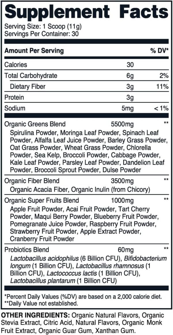 Nutricost Organic Super Greens Powder (30 Servings) Orange Sunrise Flavor - Superfood Supplement Drink Mix