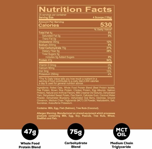 REDCON1 MRE Protein Powder, Peanut Butter Cookie - Meal Replacement Protein Blend Made with MCT Oil & Whole Foods - Protein with Natural Ingredients to Aid in Muscle Recovery (25 Servings)