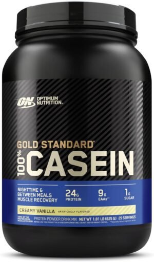 Optimum Nutrition Gold Standard 100% Micellar Casein Protein Powder, Slow Digesting, Helps Keep You Full, Overnight Muscle Recovery, Creamy Vanilla, 1.81 Pound (Packaging May Vary)