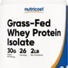 Nutricost Grass-Fed Whey Protein Isolate (Unflavored) 2LBS - Non-GMO, Gluten Free, Pure Protein