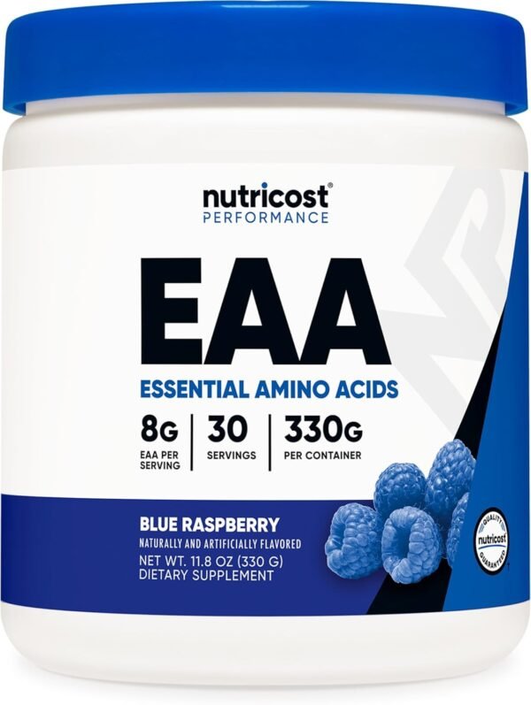 Nutricost EAA Powder 30 Servings (Blue Raspberry) - Essential Amino Acids - Non-GMO, Gluten Free, Vegetarian Friendly