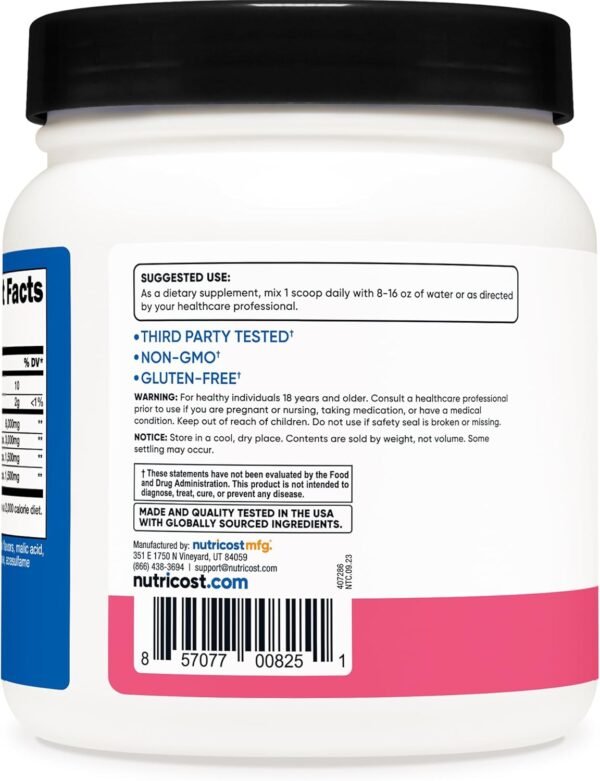 Nutricost BCAA Powder (Raspberry Lemonade, 60 Servings) - Optimal 2:1:1 Ratio