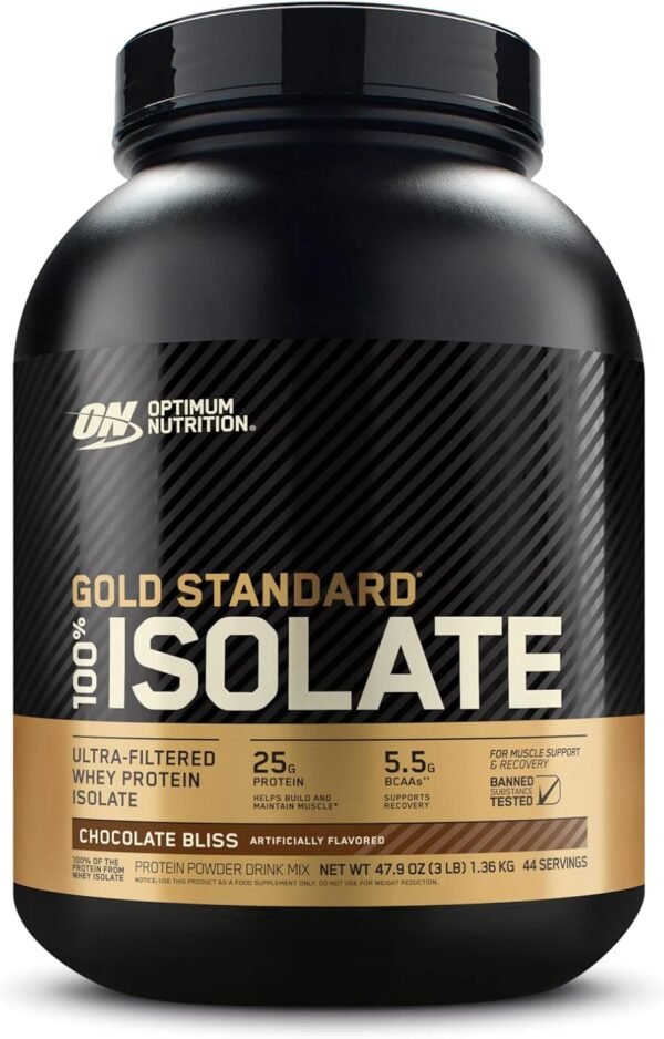 Optimum Nutrition Gold Standard 100% Isolate, Chocolate Bliss, 3 Pounds, 44 Servings (Packaging May Vary)