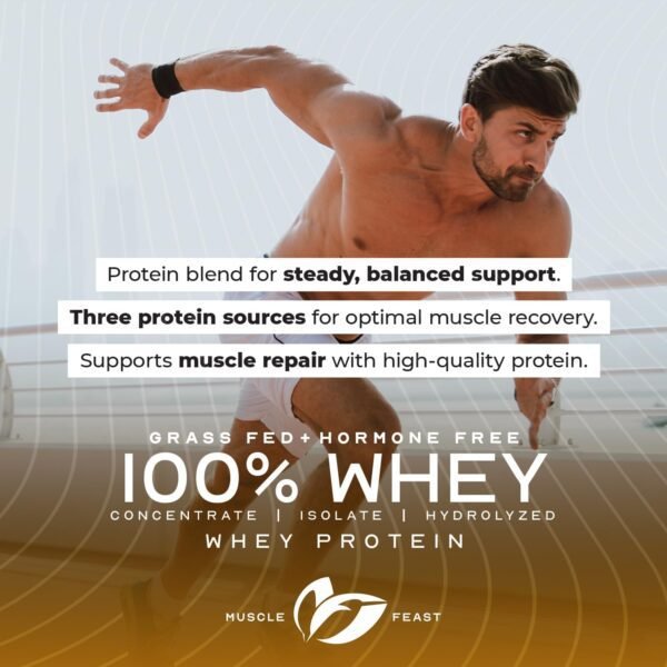 Muscle Feast 100% Grass-Fed Whey Protein, Pastured Raised Hormone Free All Natural, Chocolate, 5lb