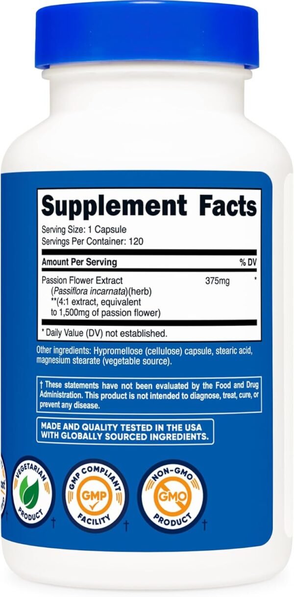 Nutricost Passion Flower Extract (1,500mg Equivalent) 120 Capsules - Gluten Free, Non-GMO, and Vegetarian Friendly