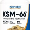 Nutricost KSM-66 Ashwagandha Root Extract 600mg, 60 Veggie Caps - 5% Withanolides - with BioPerine - Full-Spectrum Root Extract