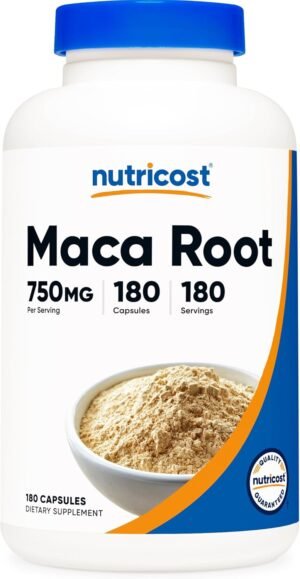 Nutricost Maca Root (Lepidium meyenii) 750mg, 180 Capsules, 180 Servings