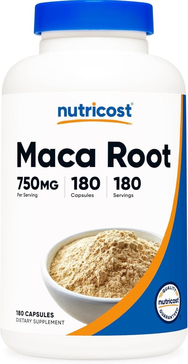 Nutricost Maca Root (Lepidium meyenii) 750mg, 180 Capsules, 180 Servings
