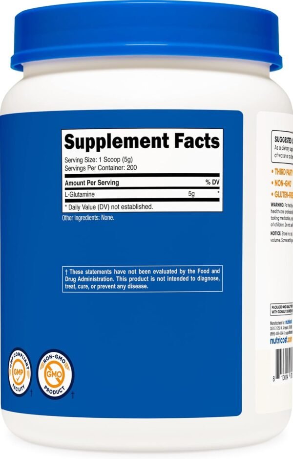 Nutricost L-Glutamine Powder 1 KG - Unflavored, Non-GMO, Gluten Free