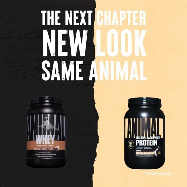 Animal Whey Isolate Protein Powder - Loaded for Pre & Post Workout Muscle Builder and Recovery with Digestive Enzymes for Men & Women - 25g Protein, Great Taste, Low Sugar - Cookies & Cream 2 lbs