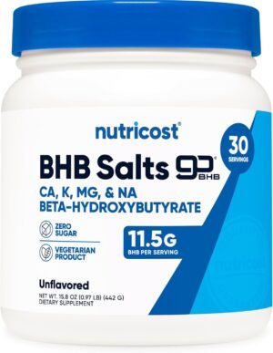 Nutricost Keto BHB Exogenous Ketones 4-in-1 (30 Servings) 12g Beta-Hydroxybutyrate (BHB) Per Serving, (Unflavored) - Ketone Salts