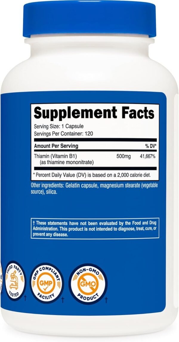 Nutricost Vitamin B1 (Thiamine) 500mg, 120 Capsules