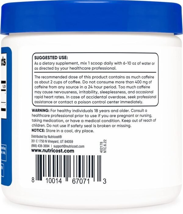 Nutricost Guarana Extract Powder 100 Grams - Natural Brazilian Herbal Caffeine/Energizer Supplement