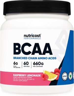 Nutricost BCAA Powder (Raspberry Lemonade, 60 Servings) - Optimal 2:1:1 Ratio