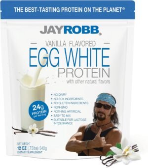 Jay Robb Vanilla Egg White Protein Powder, Low Carb, Keto, Vegetarian, Gluten Free, Lactose Free, No Sugar Added, No Fat, No Soy, Nothing Artificial, Non-GMO, Best-Tasting, (12 oz, Vanilla)