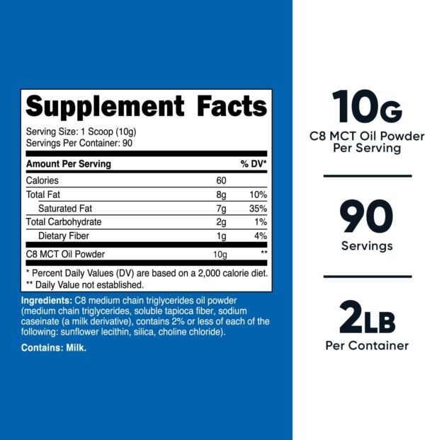Nutricost C8 MCT Oil Powder 2LBS (32oz) - 95% C8 MCT Oil Powder