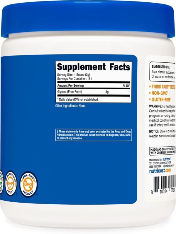 Nutricost Glycine Powder 1lb - Non-GMO, Gluten Free