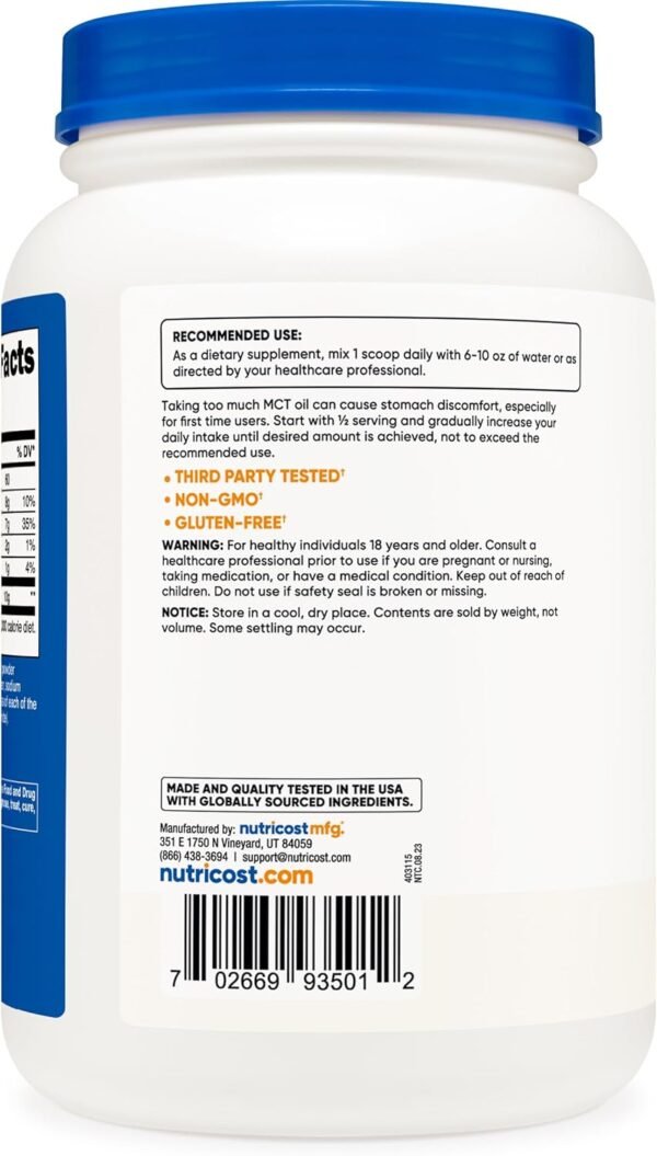 Nutricost C8 MCT Oil Powder 2LBS (32oz) - 95% C8 MCT Oil Powder
