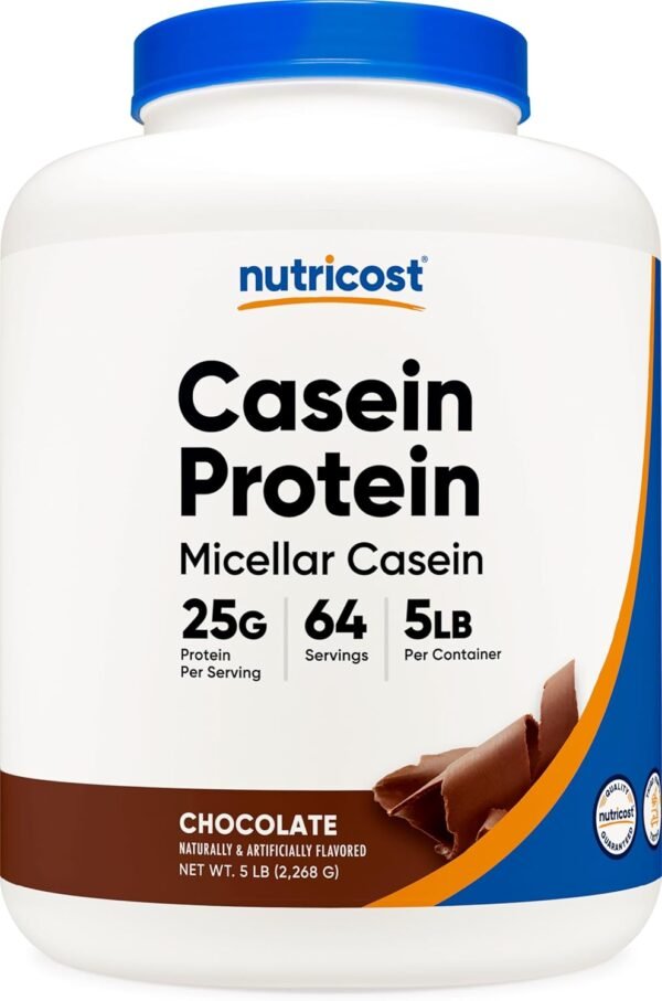 Nutricost Casein Protein Powder 5lb Chocolate - Micellar Casein, Gluten Free, Non-GMO