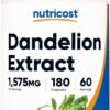 Nutricost Dandelion Extract Capsules 1575mg Per Serving (180 Caps, 60 Servings) - 525mg Per Capsule (5:1 Extract, Equivalent to 7,875mg), Non-GMO, Gluten Free