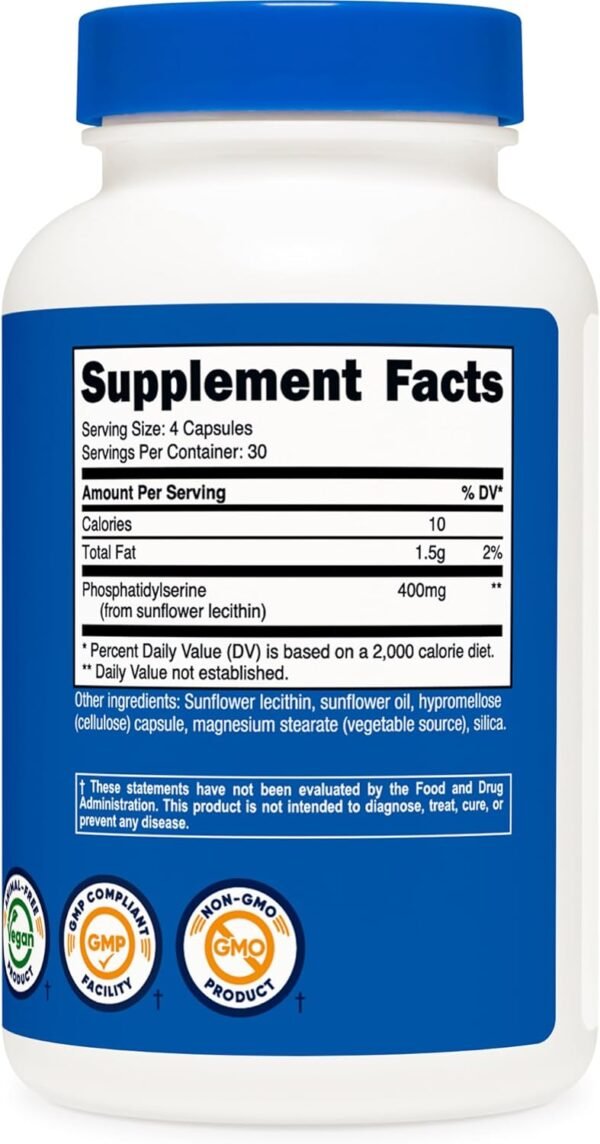 Nutricost Phosphatidylserine 400mg, 120 Capsules - Soy Free, 30 Servings, Vegetarian Friendly, Non-GMO, Gluten Free
