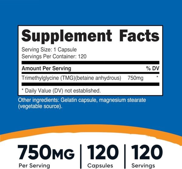 Nutricost TMG (Trimethylglycine) 750mg, 120 Capsules
