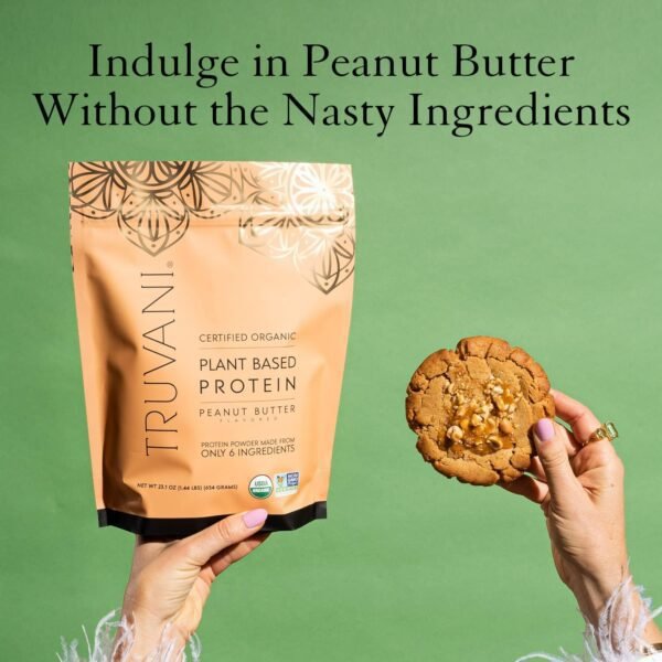 Truvani Vegan Pea Protein Powder | Peanut Butter | 20g Organic Plant Based Protein | 20 Servings | Keto | Gluten & Dairy Free | Low Carb | No Added Sugar