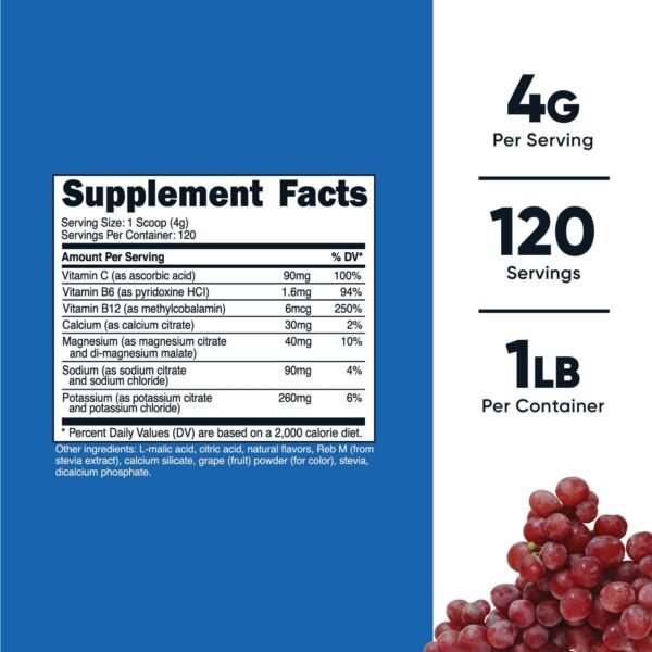 Nutricost Electrolyte Complex Powder (120 Servings, Grape) - Hydration Supplement Drink Mix with Vitamins and Minerals