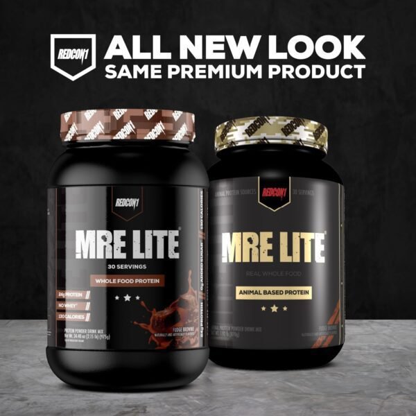 REDCON1 MRE Lite Whole Food Protein Powder, Vanilla Milkshake - Low Carb & Whey Free Meal Replacement with Animal Protein Blends - Easy to Digest Supplement Made with MCT Oils (30 Servings)