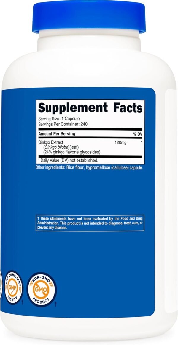 Nutricost Ginkgo Biloba 120mg, 240 Capsules - Extra Strength Ginkgo Biloba Extract - Gluten Free & Non-GMO