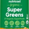 Nutricost Organic Super Greens Powder (30 Servings) Orange Sunrise Flavor - Superfood Supplement Drink Mix