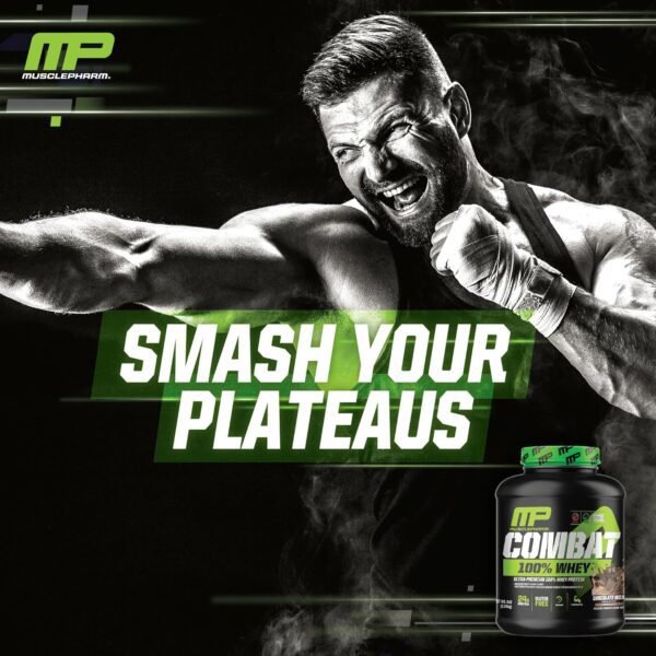 MusclePharm Combat 100% Whey Protein Powder, Chocolate Milk, Fast Recovery & Muscle Gain with Whey Protein Isolate, High Protein Powder for Women & Men, Gluten Free, 5 Lb, 70 Servings