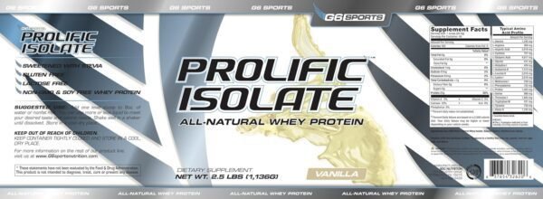 Nutrition Prolific Isolate All Natural Whey Protein Isolate (Gluten Free, Lactose Free, Soy Free, Stevia Sweetened, 25g Protein, 100 Calories) – 2.5lb Jar – Vanilla