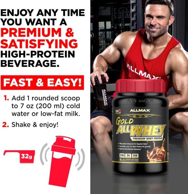 ALLMAX GOLD ALLWHEY, Chocolate Peanut Butter - 5 lb - 24 Grams of Protein Per Scoop - Gluten Free, Low Carb & Low Sugar - Approx. 71 Servings