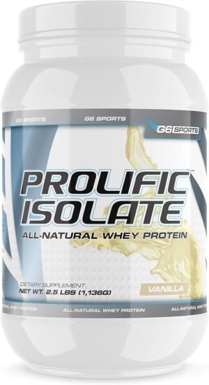 Nutrition Prolific Isolate All Natural Whey Protein Isolate (Gluten Free, Lactose Free, Soy Free, Stevia Sweetened, 25g Protein, 100 Calories) – 2.5lb Jar – Vanilla