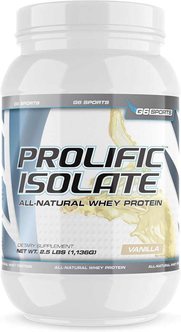 Nutrition Prolific Isolate All Natural Whey Protein Isolate (Gluten Free, Lactose Free, Soy Free, Stevia Sweetened, 25g Protein, 100 Calories) – 2.5lb Jar – Vanilla