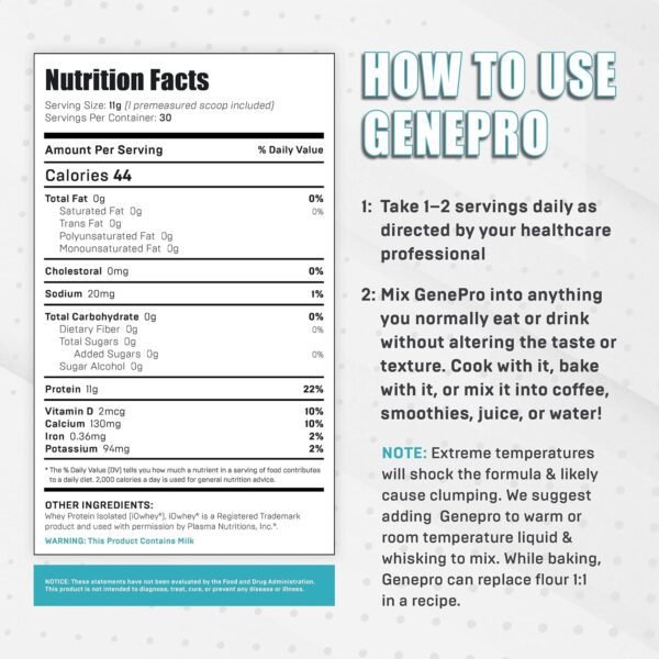 Unflavored Protein Powder - New Formula - Lactose-Free, Gluten-Free, & Non-GMO Whey Isolate Supplement Shake (3rd Generation, 30 Servings)