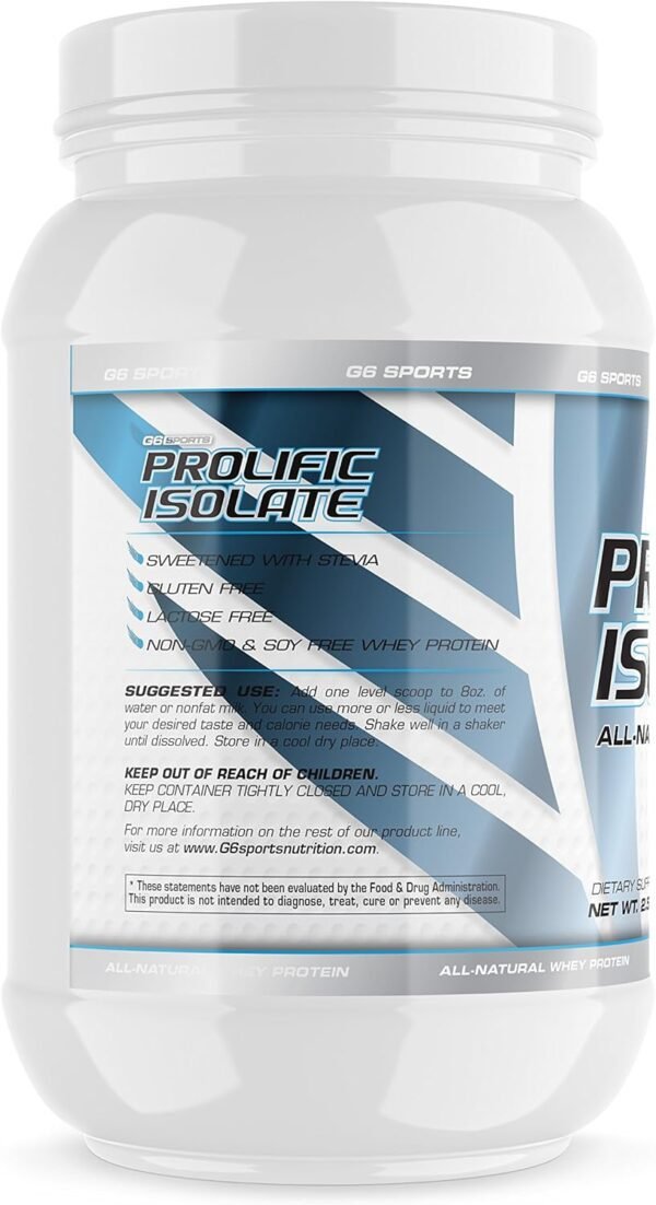 Nutrition Prolific Isolate All Natural Whey Protein Isolate (Gluten Free, Lactose Free, Soy Free, Stevia Sweetened, 25g Protein, 100 Calories) – 2.5lb Jar – Vanilla