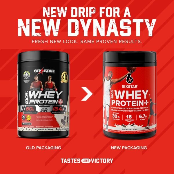 Six Star Whey Protein Powder Plus - Muscle Building & Recovery Formula with Whey Isolate Powder, BCAAs, 30g Protein, Immune Support - Post-Workout Supplement - Cookies and Cream, 1.8 lbs