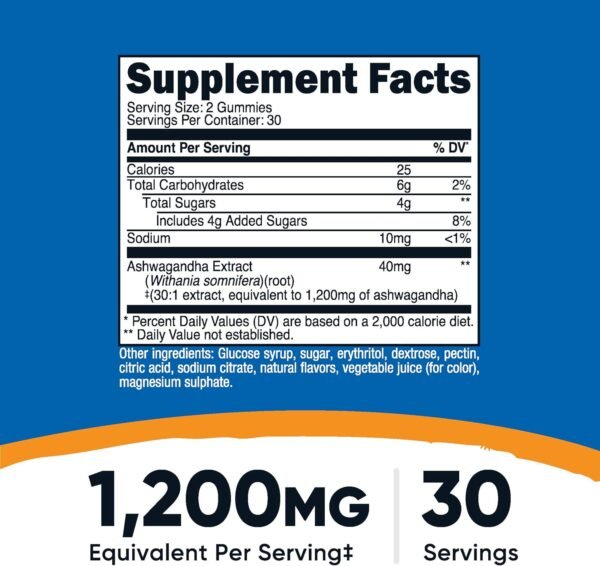 Nutricost Ashwagandha Gummies 1200mg Equivalent Per Serving (Mixed Berry Flavor), 60 Gummies, 30 Servings