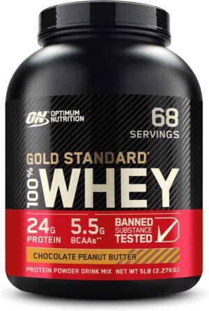 Optimum Nutrition Gold Standard 100% Whey Protein Powder, Chocolate Peanut Butter, 5 Pound (Packaging May Vary)