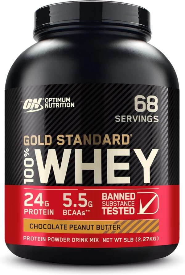Optimum Nutrition Gold Standard 100% Whey Protein Powder, Chocolate Peanut Butter, 5 Pound (Packaging May Vary)