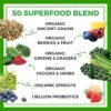 Orgain Organic Greens Powder + 50 Superfoods, Berry - 1 Billion Probiotics for Digestive Health, Antioxidants, Vegan, Plant-Based, Gluten-Free, Non-GMO, Green Juice & Smoothie Drink Mix - 0.62lb