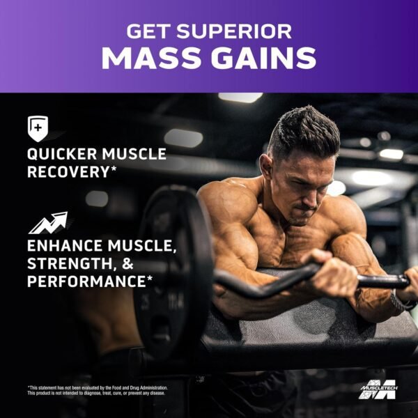 Mass Gainer MuscleTech 100% Mass Gainer Protein Powder Protein Powder for Muscle Gain Whey Protein + Muscle Builder Creatine Supplements Vanilla, 5.15 Pound (Pack of 1)