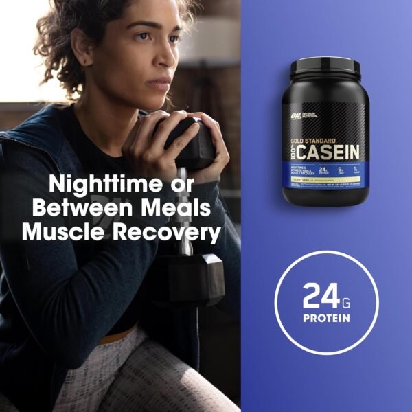 Optimum Nutrition Gold Standard 100% Micellar Casein Protein Powder, Slow Digesting, Helps Keep You Full, Overnight Muscle Recovery, Creamy Vanilla, 1.81 Pound (Packaging May Vary)