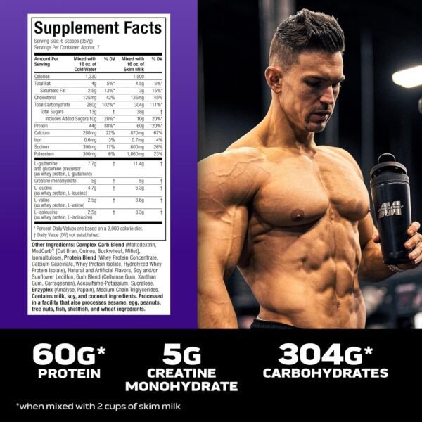 Mass Gainer MuscleTech 100% Mass Gainer Protein Powder Protein Powder for Muscle Gain Whey Protein + Muscle Builder Creatine Supplements Vanilla, 5.15 Pound (Pack of 1)